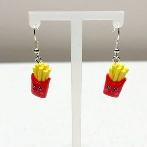 Novelty Earrings Happy French Fries Ear-wire Earrings Handmade